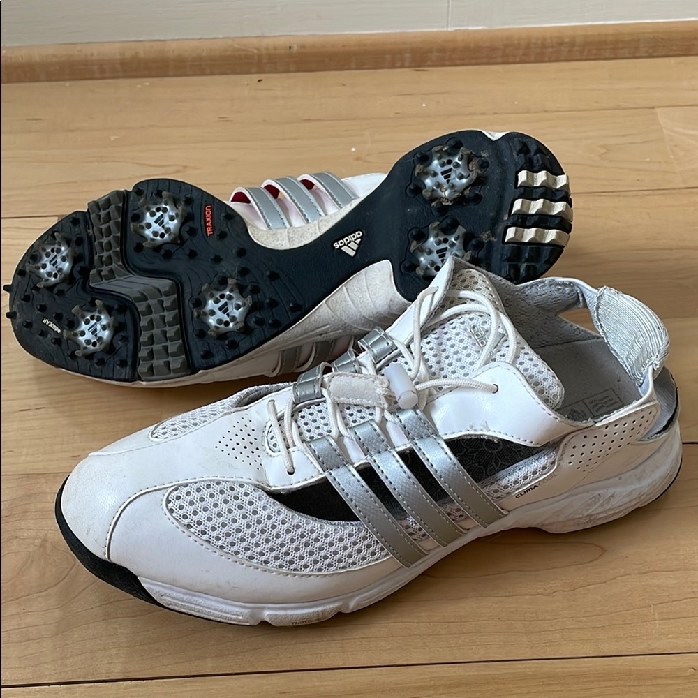 Adidas White and silver Golf Shoes